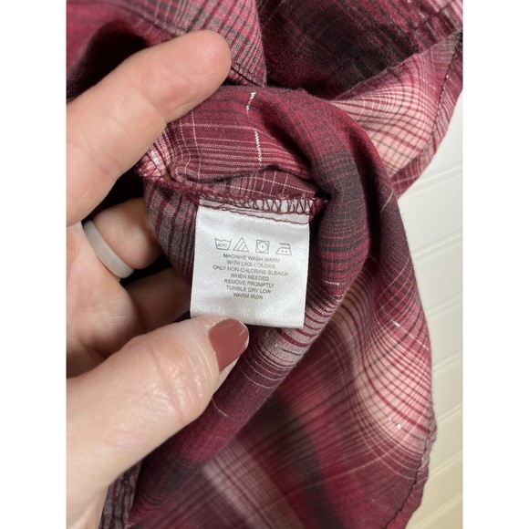 WRANGLER Wrancher Women’s Button Up Red Silver Plaid L Western Cowgirl Rodeo - Picture 8 of 11